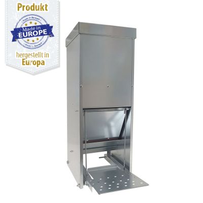 Geflügel Futterautomat verzinkt mit Trittklappe 10 kg - Hühner Futterautomat  - Breker Tierbedarf - 4059973010635