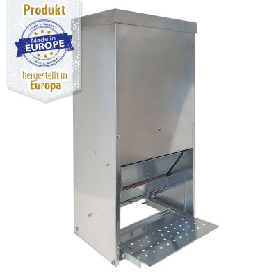 Geflügel Futterautomat verzinkt mit Trittklappe 10 kg - Hühner Futterautomat - Breker Tierbedarf - 4059973012912
